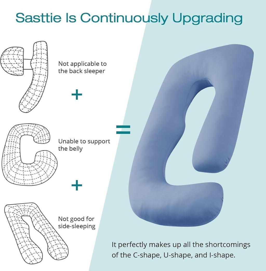 Sasttie Pregnancy Pillows for Sleeping, Jumbo U Shaped Cooling Full Body Pillow with Removable Cover, Pregnant Women Must Haves, Maternity…