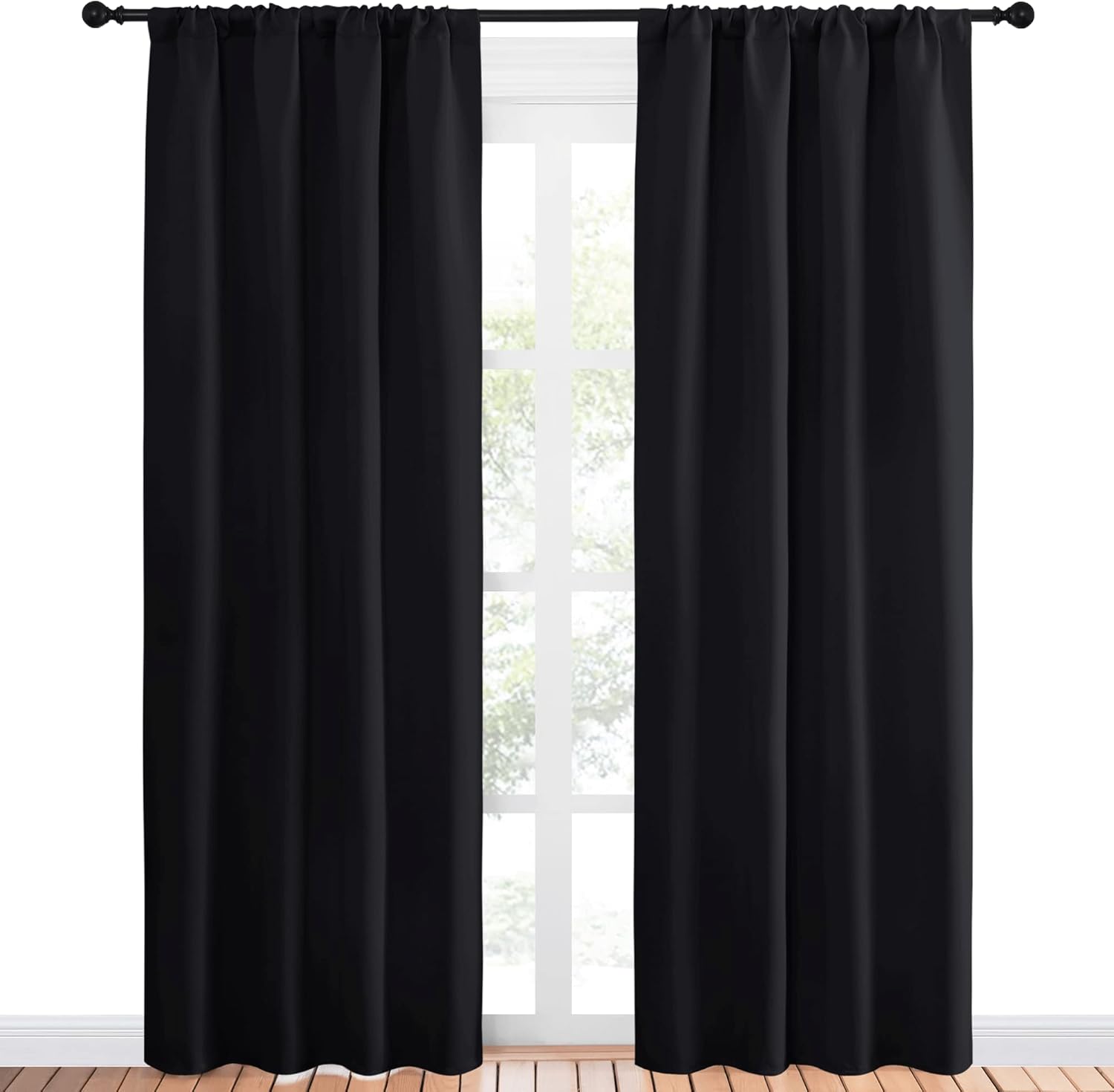 NICETOWN Living Room Blackout Shades - All Season Rod Pocket Thermal Insulated Solid Blackout Curtains/Drapes for Living Room (Set of 2…