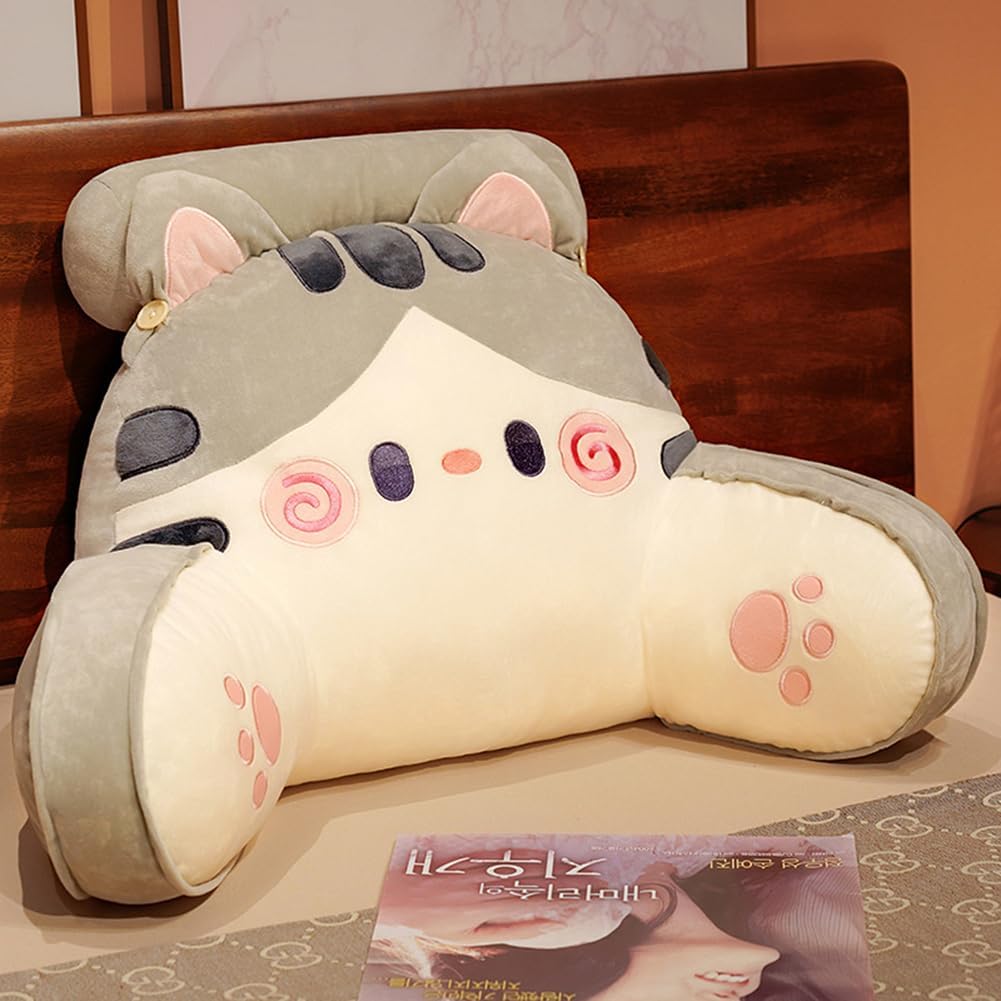 Sexysamba Bed Rest Reading Pillow - Kawaii Soft Lumbar Pillows Rest Cushion with Washable Cover, Bedrest Pillow with Arms for Sitting in Be…