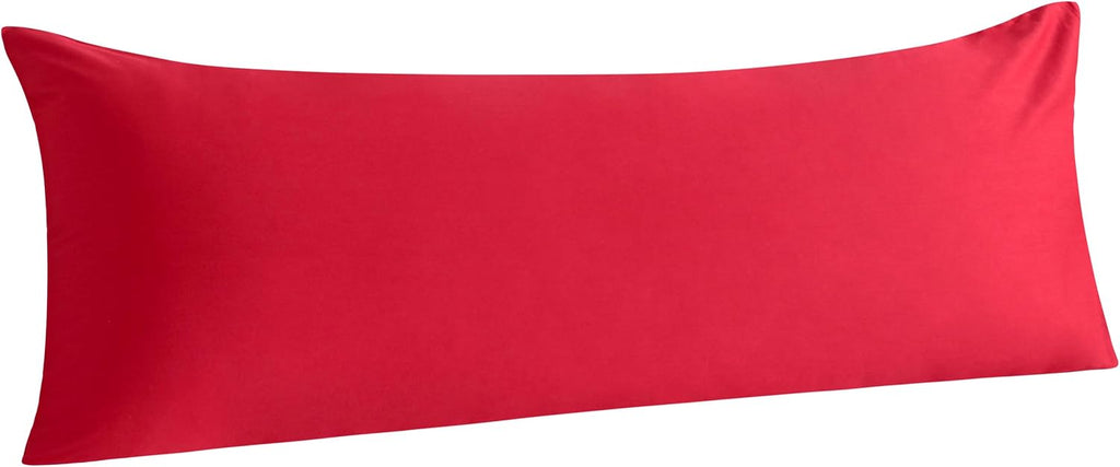 Ntbay Cotton Body Pillowcase - Envelope Closure 20x54 Pillowcase, Breathable and Soft Bed Pillow Case, Red Cotton Red