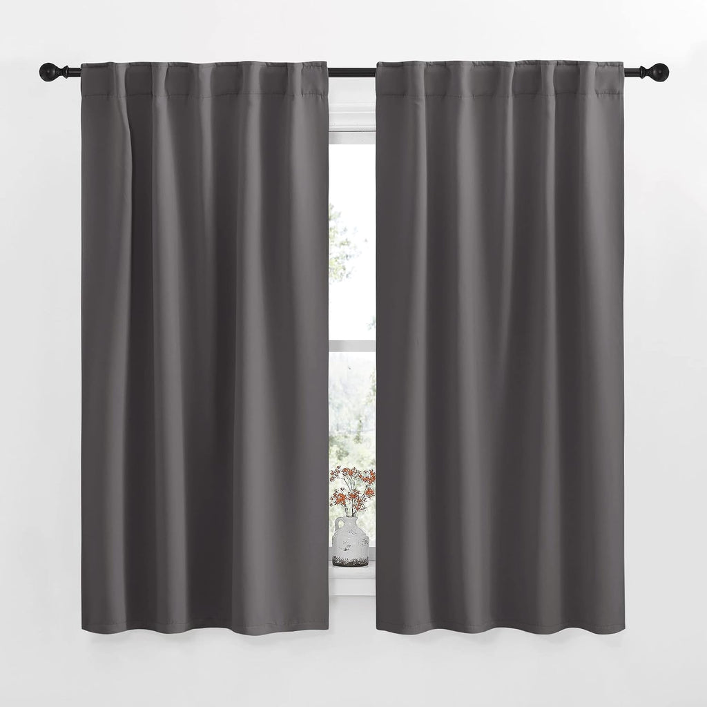 NICETOWN Blackout Curtain Panels for Living Room - (Grey Color) 42x63 Inch, 2 Panels Set, Thermal Insulated Room Darkening Blackout…