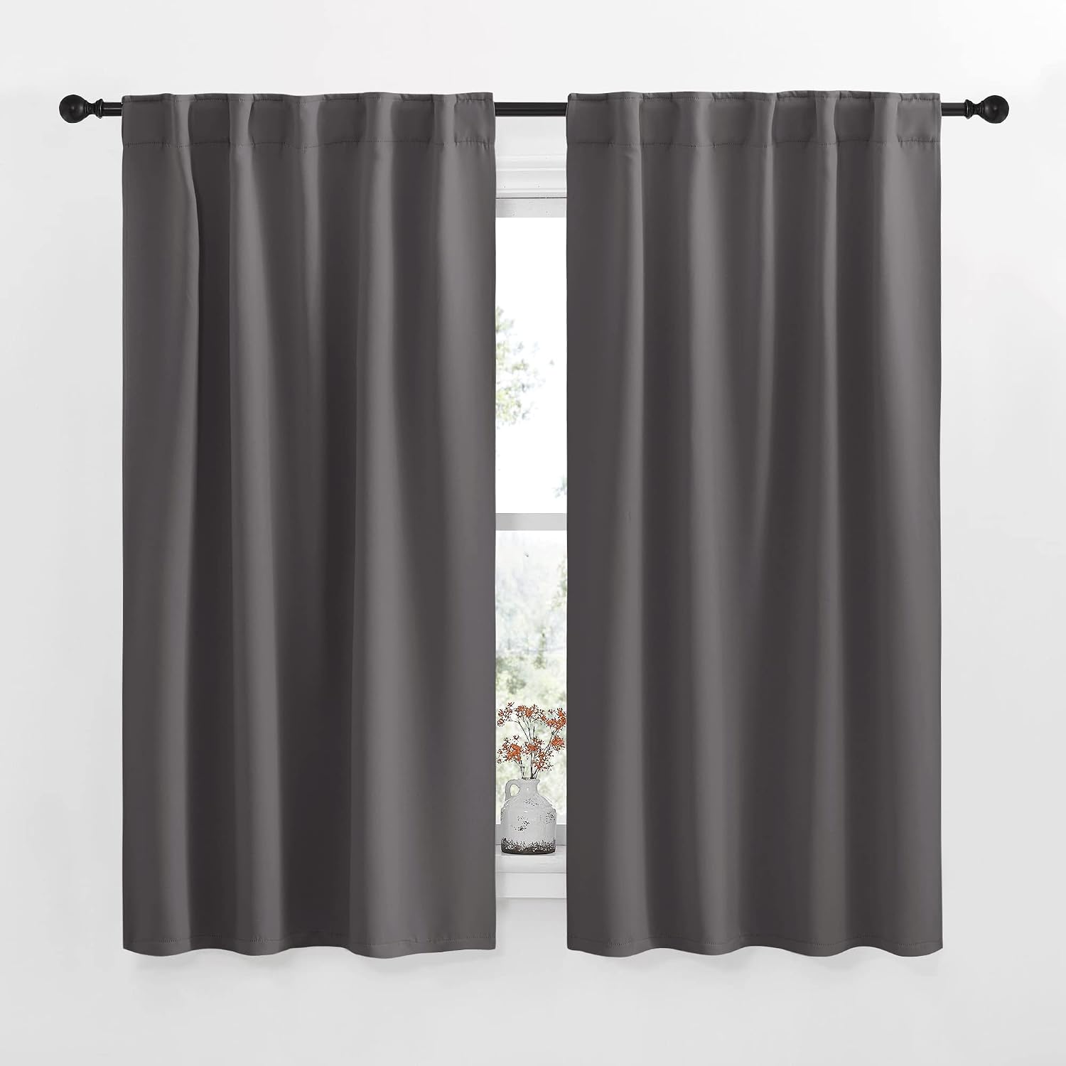 NICETOWN Blackout Curtain Panels for Living Room - (Grey Color) 42x63 Inch, 2 Panels Set, Thermal Insulated Room Darkening Blackout…