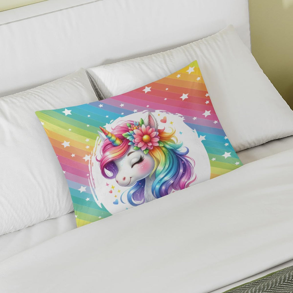Satin Pillowcase for Hair and Skin Flower Rainbow Unicorn Soft Silk Pillow Case with Envelope Closure Cooling Pillow Cases Slip Standard…