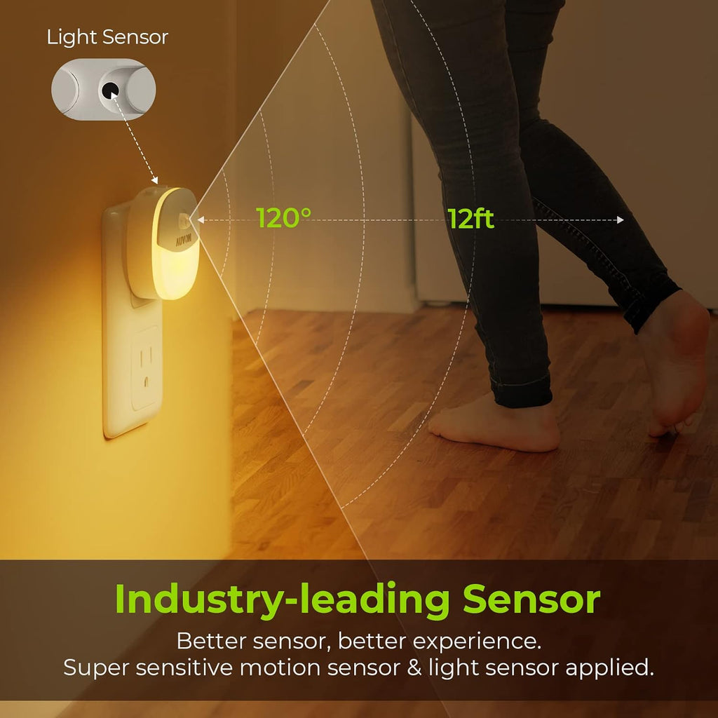 AUVON Plug in Night Light with Motion Sensor and Dusk to Dawn Sensor, Mini Warm White LED Nightlight with 1-50 lm Adjustable Brightness…