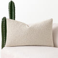 Miulee Textured Boucle Throw Pillow Cover Beige Accent Solid Lumbar Pillow Case Decorative Soft Pack of 1 Couch Cushion Chair Sofa Bedroom…