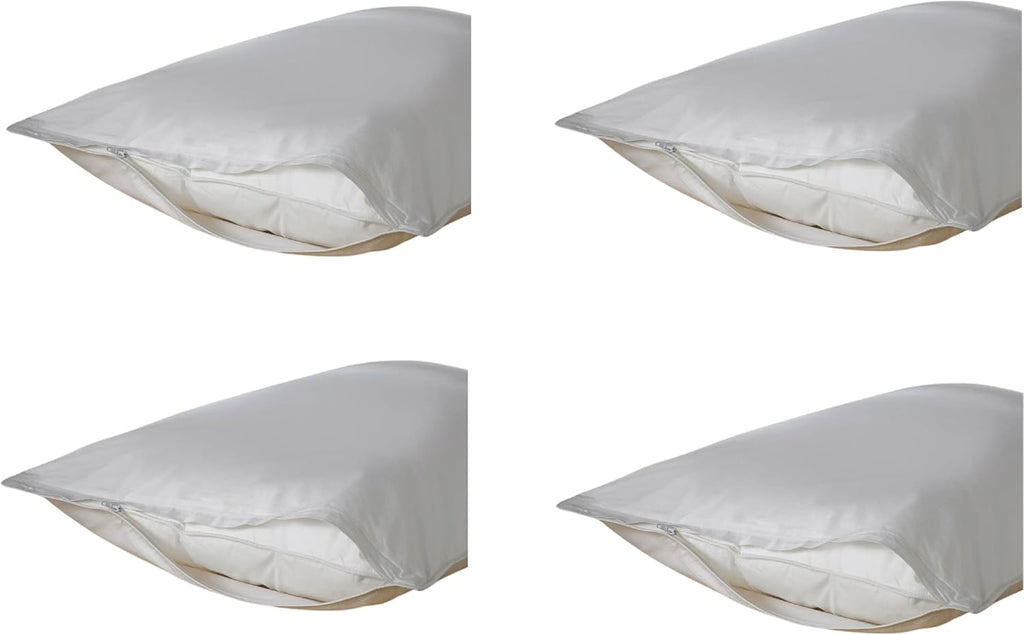 Dependable Industries Deluxe Zippered Vinyl Pillow Covers 4-Pack - 20"x29" Waterproof Protectors, Ideal for Home, Hotel, Hospital…