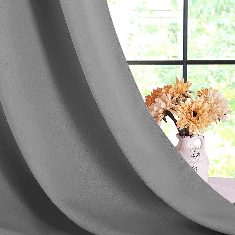 NICETOWN Bedroom Curtains Blackout Drapery Panels, Three Pass Microfiber Thermal Insulated Solid Ring Top Blackout Window Curtains/Drapes…