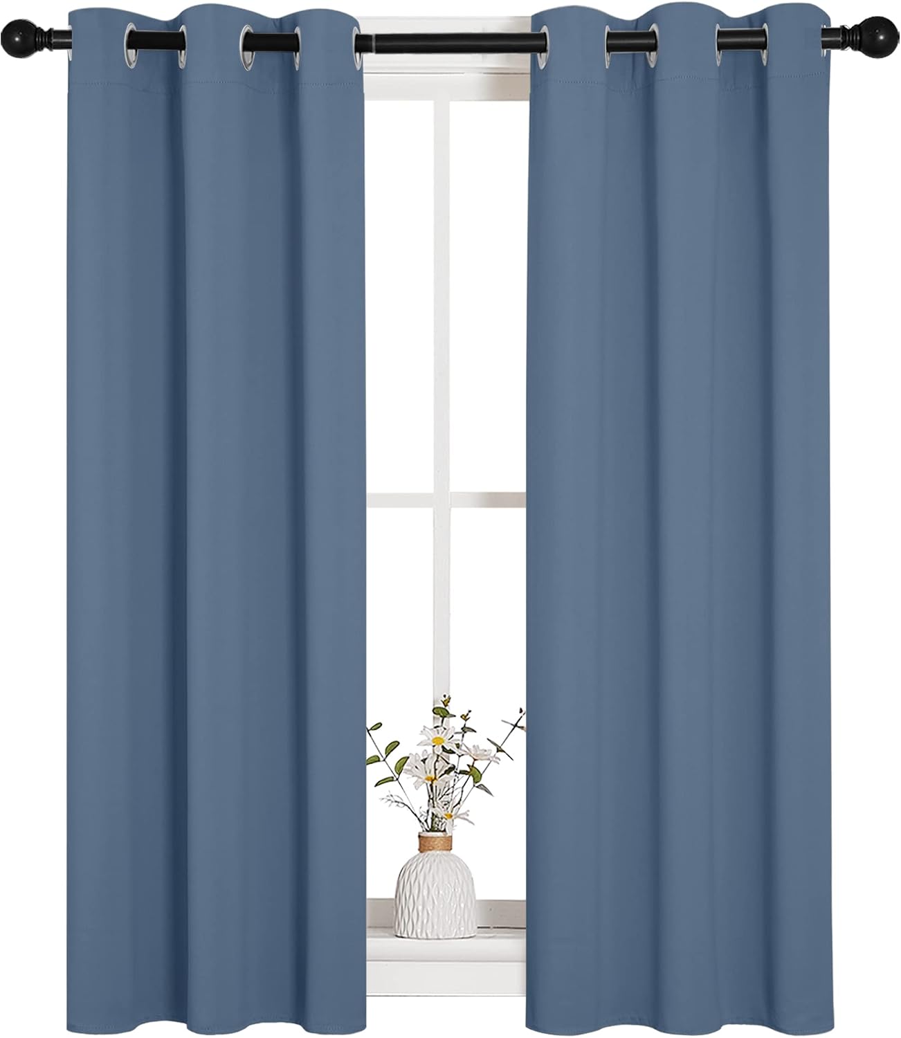 NICETOWN Thermal Insulated Curtains Blackout Draperies, Stone Blue, Set of 2, 29 by 40 inches Long, Window Treatment Solid Grommet Room…