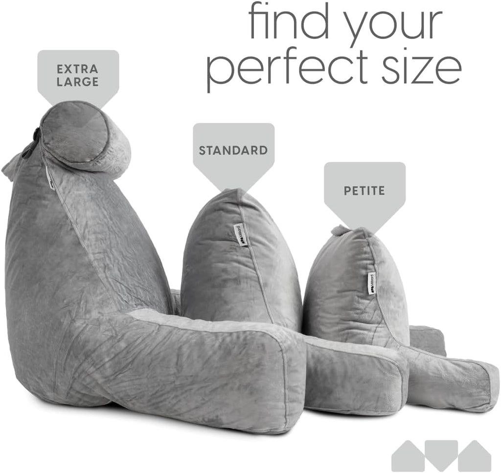 Milliard Reading Pillow with Arms, Grey, Shredded Memory Foam Back Pillow for Bed Sitting Up - Sit Up Backrest Support for Reading & Rest…