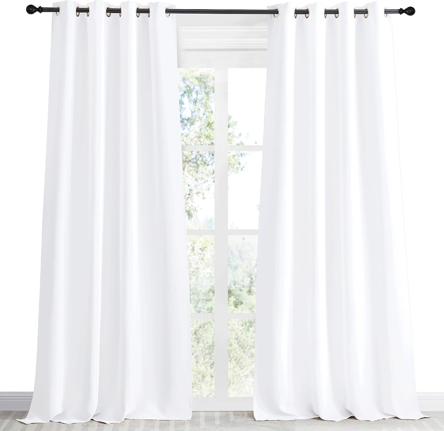 NICETOWN Room Darkening Window Treatment Long Curtain, Pure White, Single Panel, 55 by 90, Energy Smart Thermal Insulated Block Out…