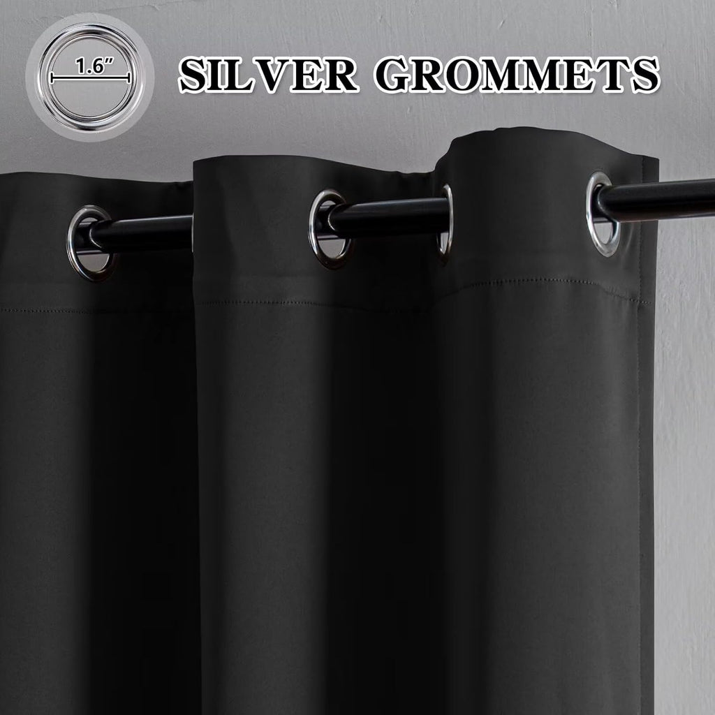 Igemaeve Blackout Sliding Door Curtains 84 Inch Length, Extra Wide Room Divider Curtains, Dark Grey Grommet Energy Saving Thermal Insulated…