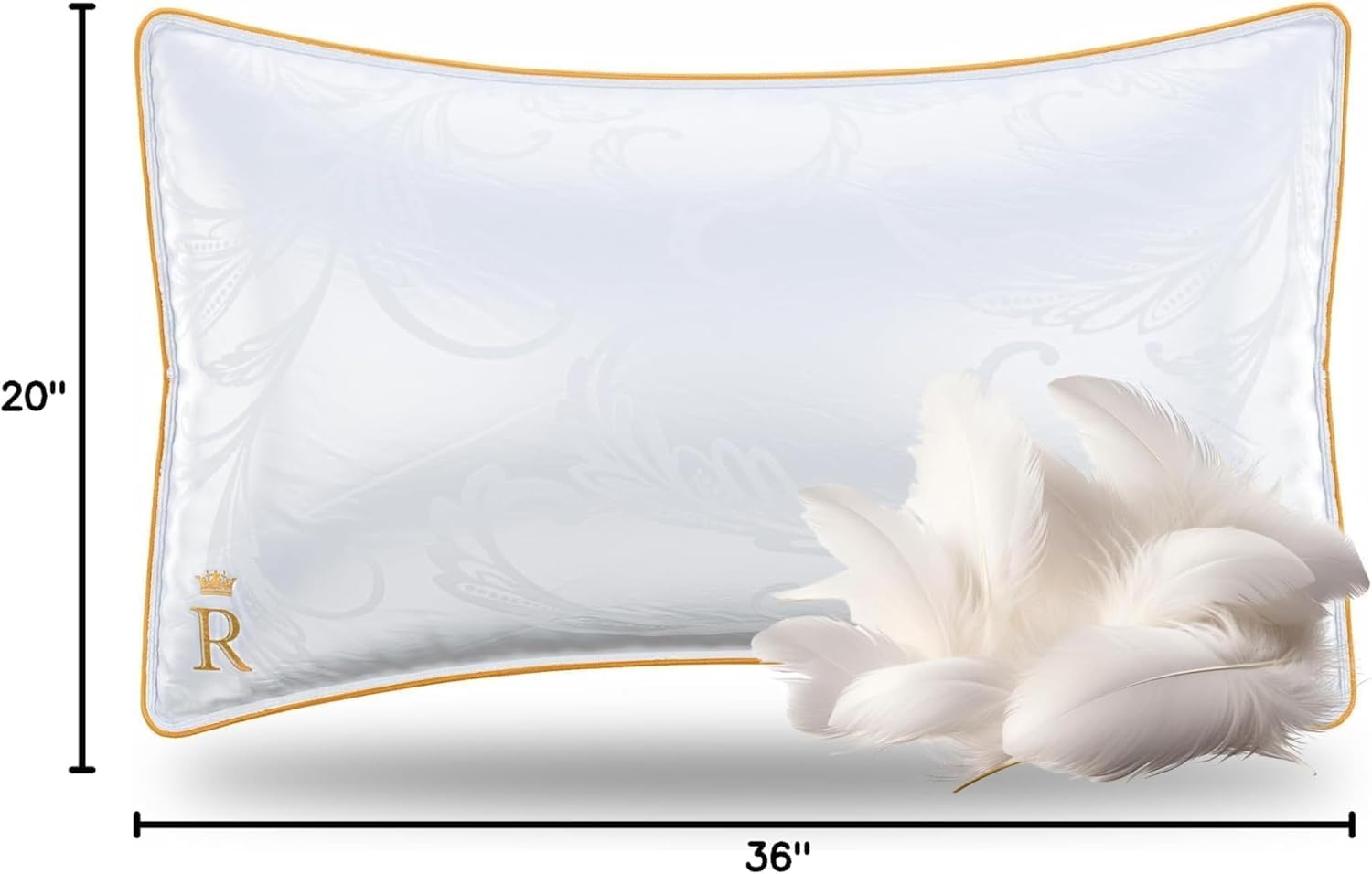Royaltherapy Royal relaxation King White Goose Feathers and Down Pillow, White Bed Sleeping Breathable Cotton White