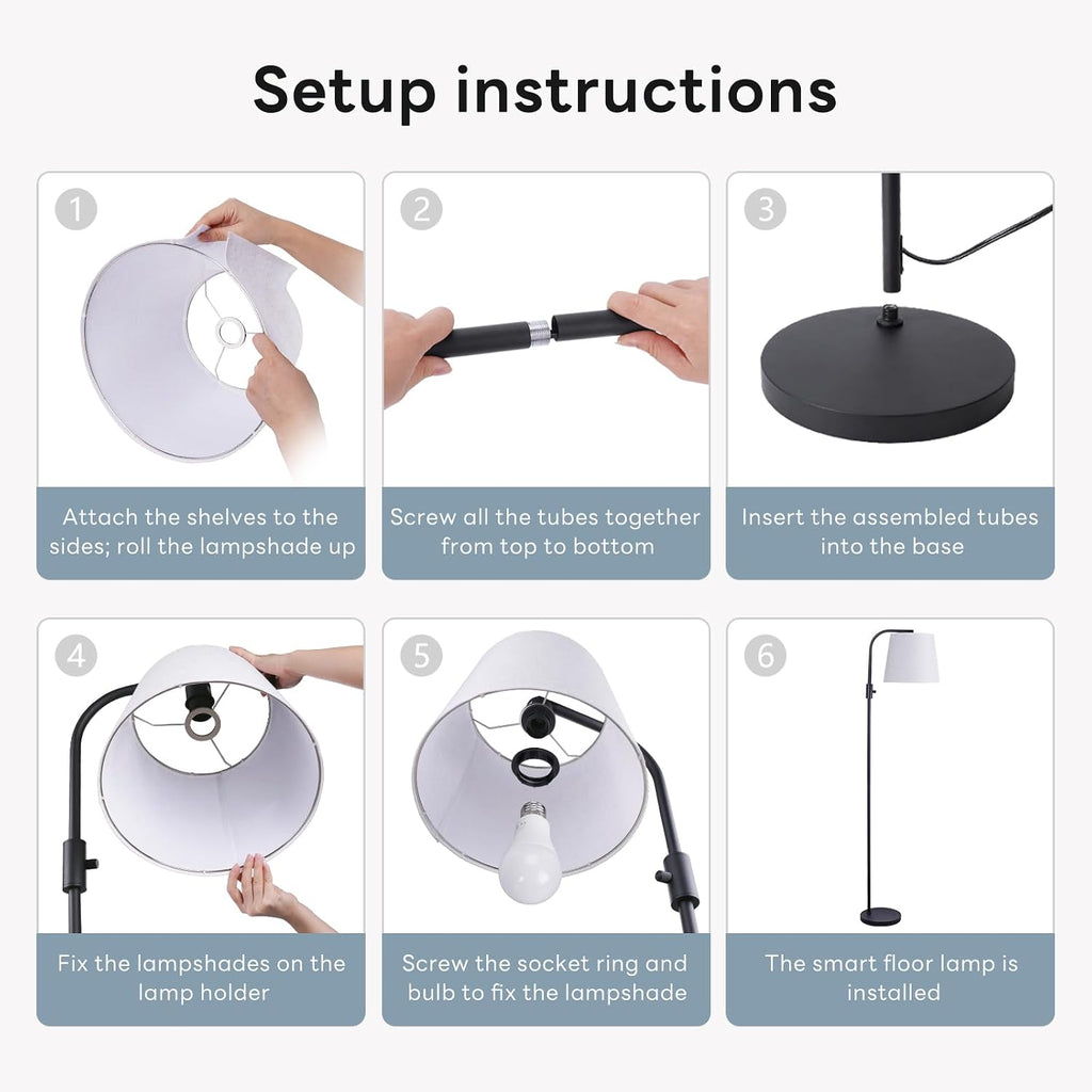 Arc Floor Lamp for Living Room with Smart RGBCW Color Changing Bulbs Dimmable, Stand lamp Compatible with Alexa, Siri, Google Voice & App…