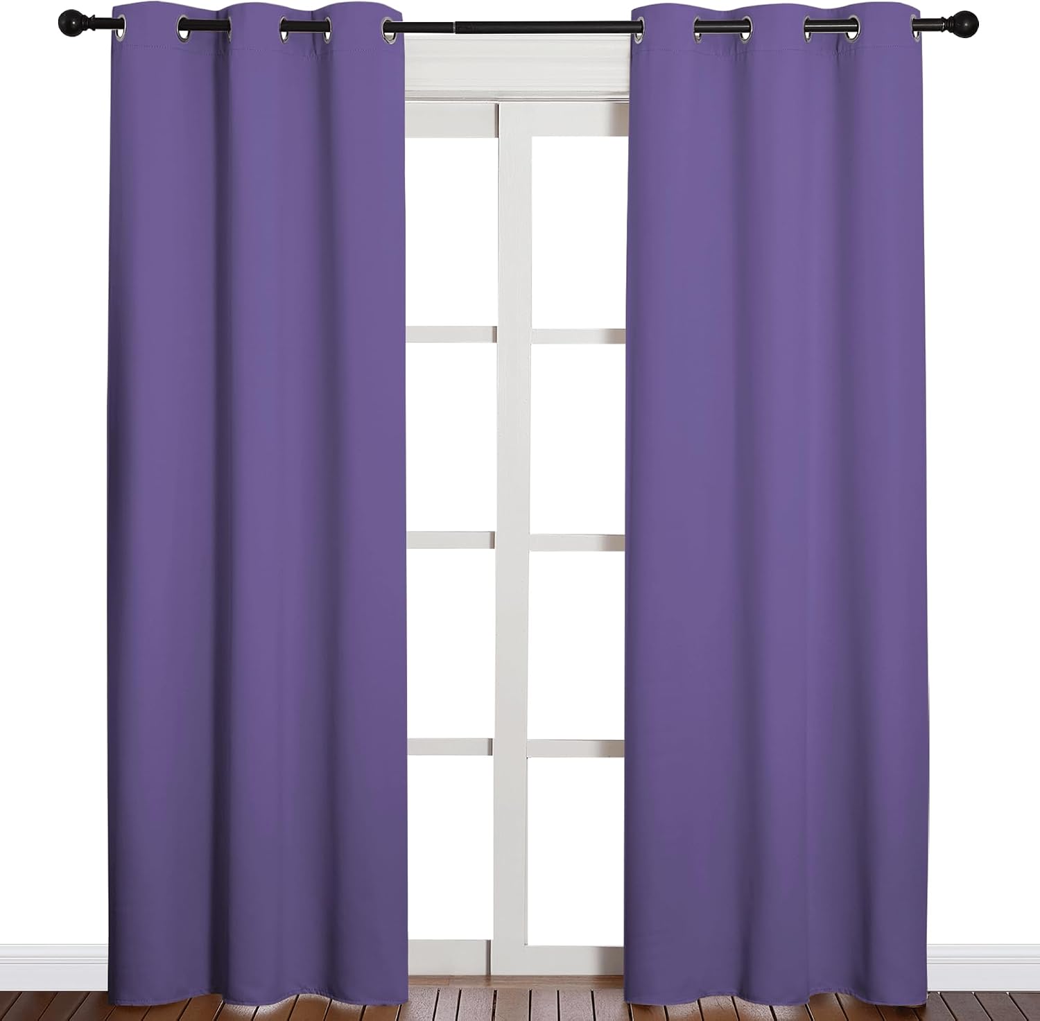 NICETOWN 84 inches Blackout Curtains for Office and Theater, Thermal Insulated Solid Grommet Drapes for Living Room (Lilac Purple, 1…