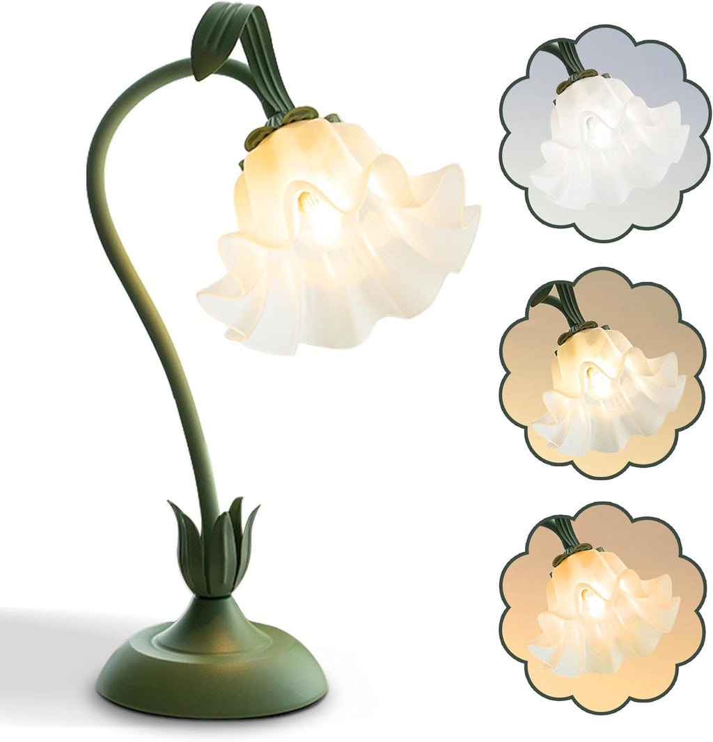 AQDZCNF Flower Table Lamp, LED Reading Light Bedside Vintage Flower Night Light,3 Colors Modes Kawaii Bedside Lamps Decor, Living Room…