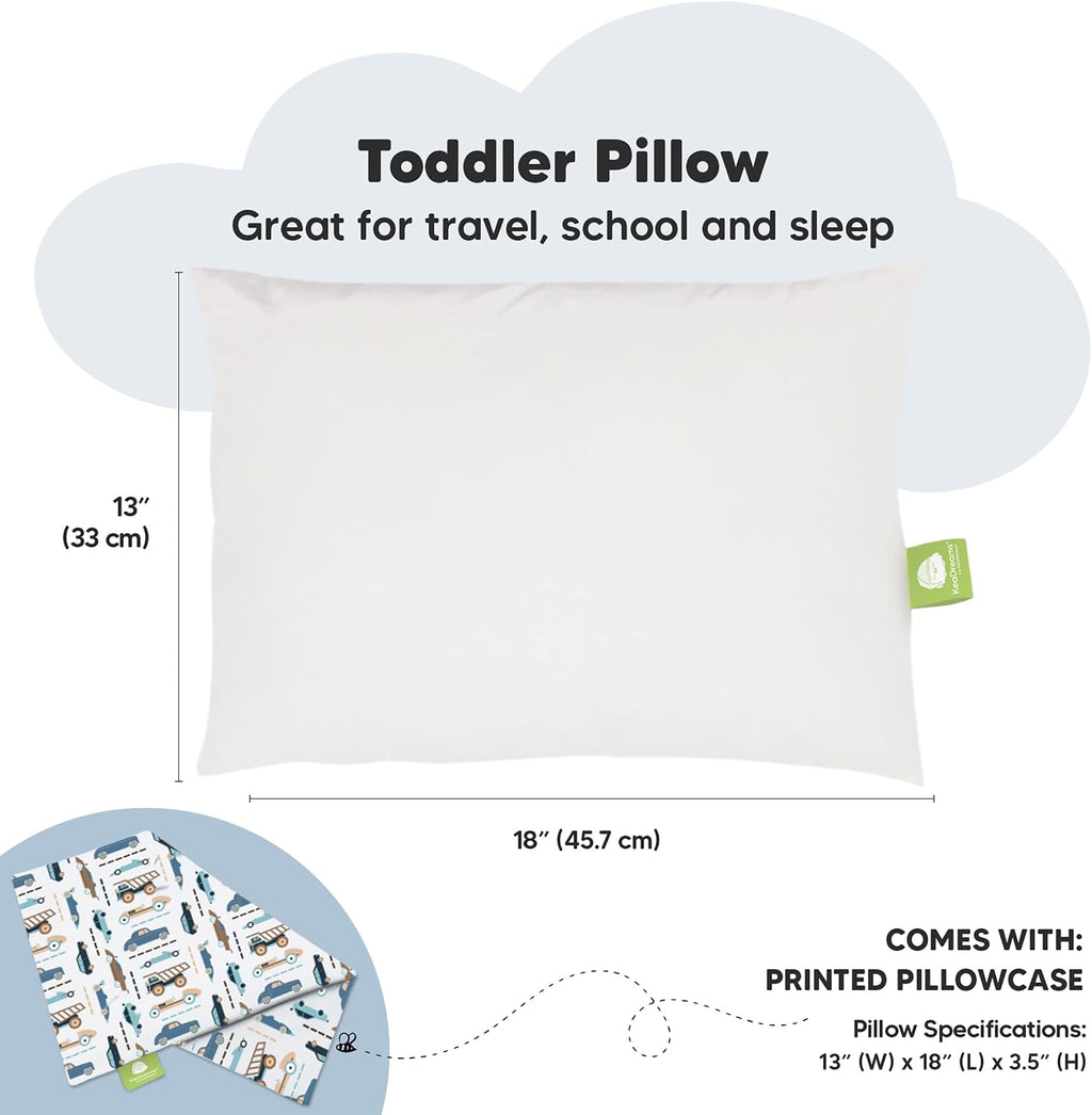 Toddler Pillow with Pillowcase - 13x18 My Little Dreamy Kids Travel Bed Pillows for Sleeping, Organic Cotton Small Pillowcase, Soft &…