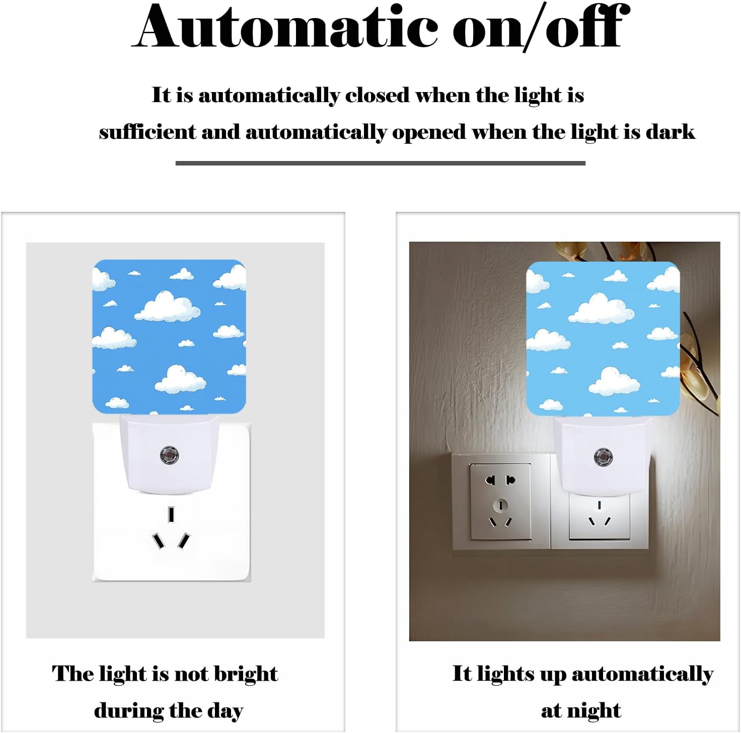 Clouds and Blue Sky Night Light, Plug-in Night Lights with Dusk-to-Dawn Sensor for Stairway, Hallway, Bedroom Sleep Friendly Ideal for…