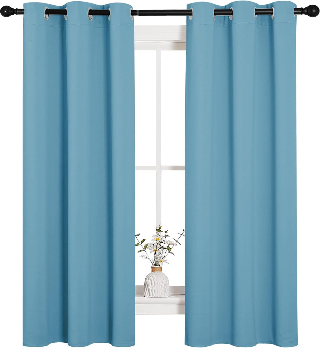 NICETOWN Thermal Insulated Curtains Blackout Draperies, Window Treatment Solid Grommet Room Darkening Drape Panels for Bedroom (Teal…