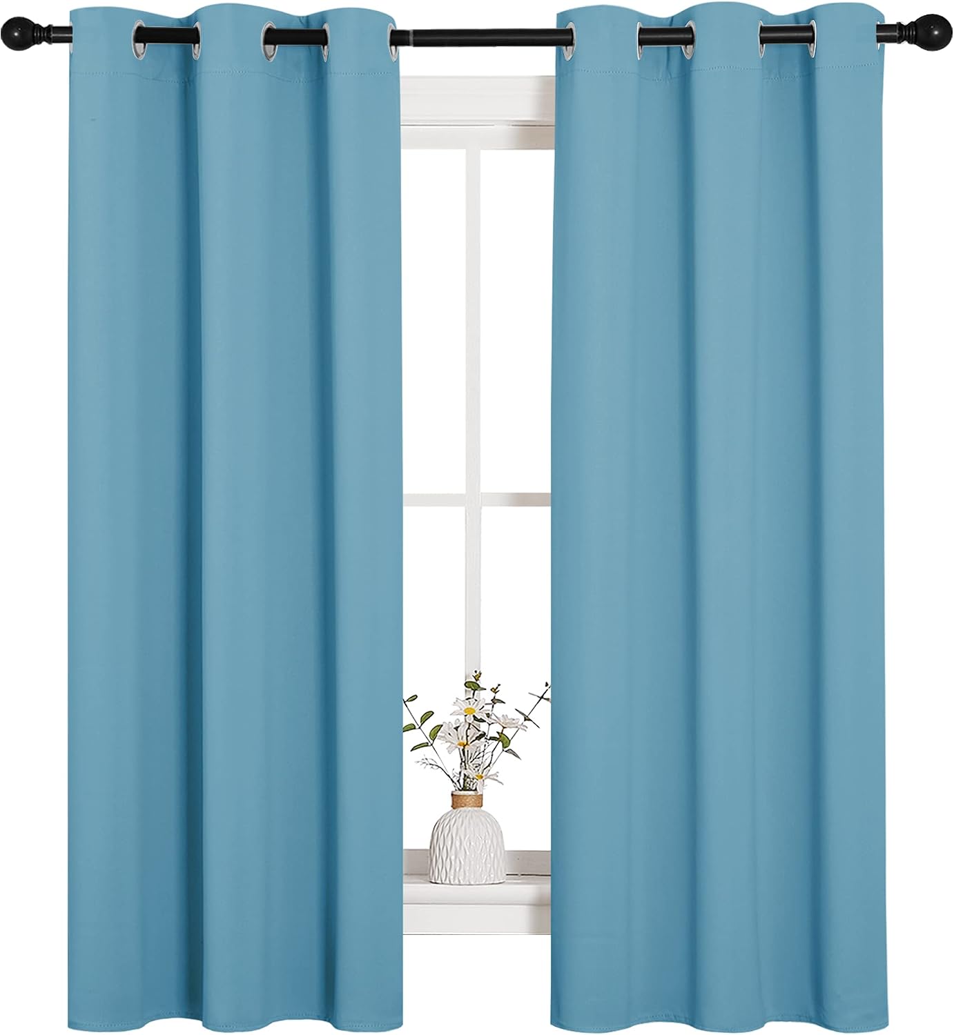 NICETOWN Thermal Insulated Curtains Blackout Draperies, Window Treatment Solid Grommet Room Darkening Drape Panels for Bedroom (Teal…