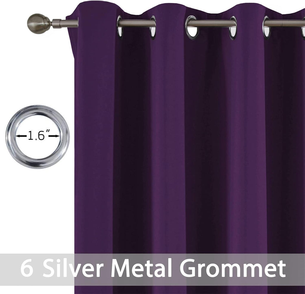 Yakamok Room Darkening Grommet Top Window Drapes Thermal Insulated Light Blocking Blackout Curtains for Living Room,42W x 84L, Purple,2…