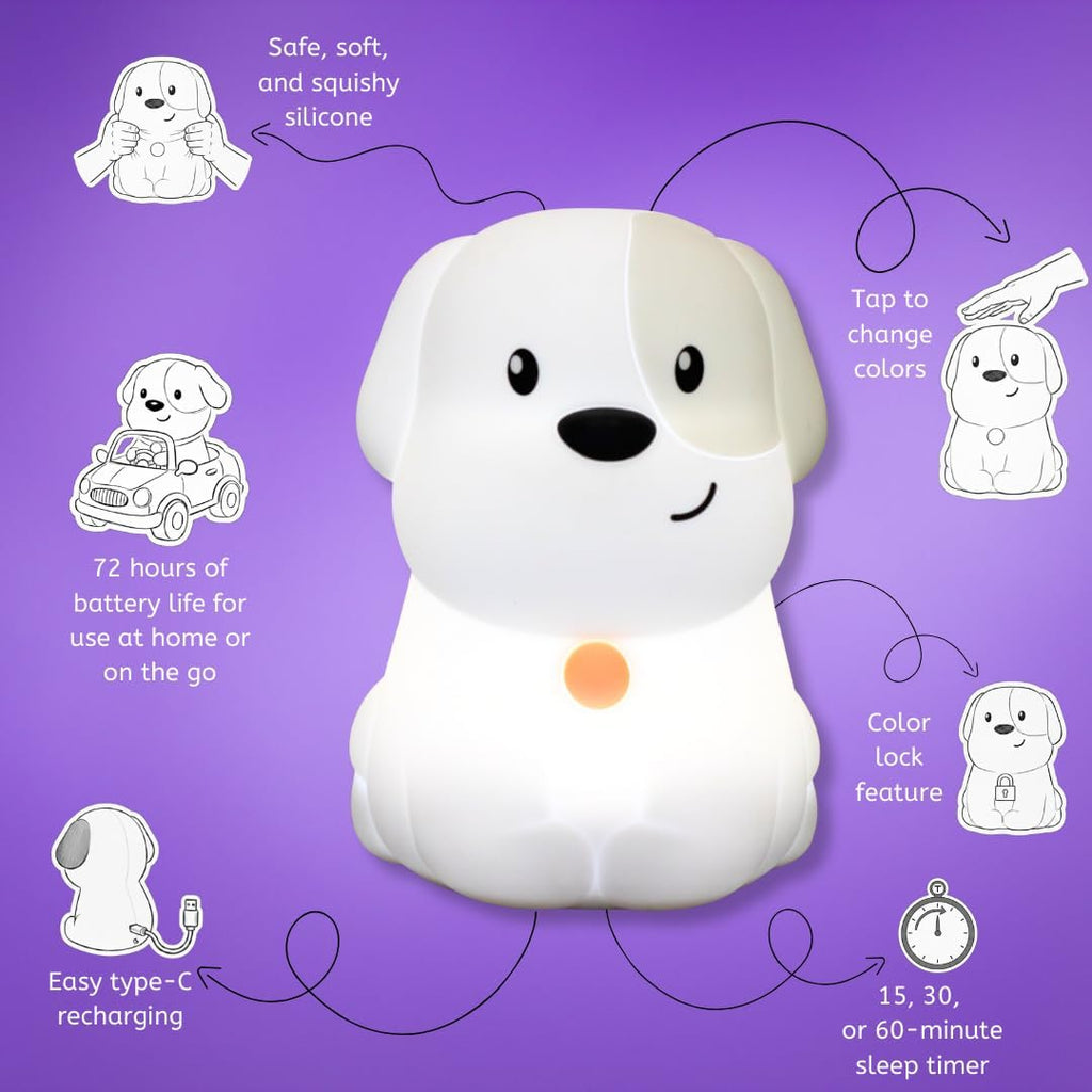Lumipets Pepper the Puppy Dog Squishy Silicone Night Light for Kids | Cute Night Light with Remote & Touch Control for Baby & Toddler…