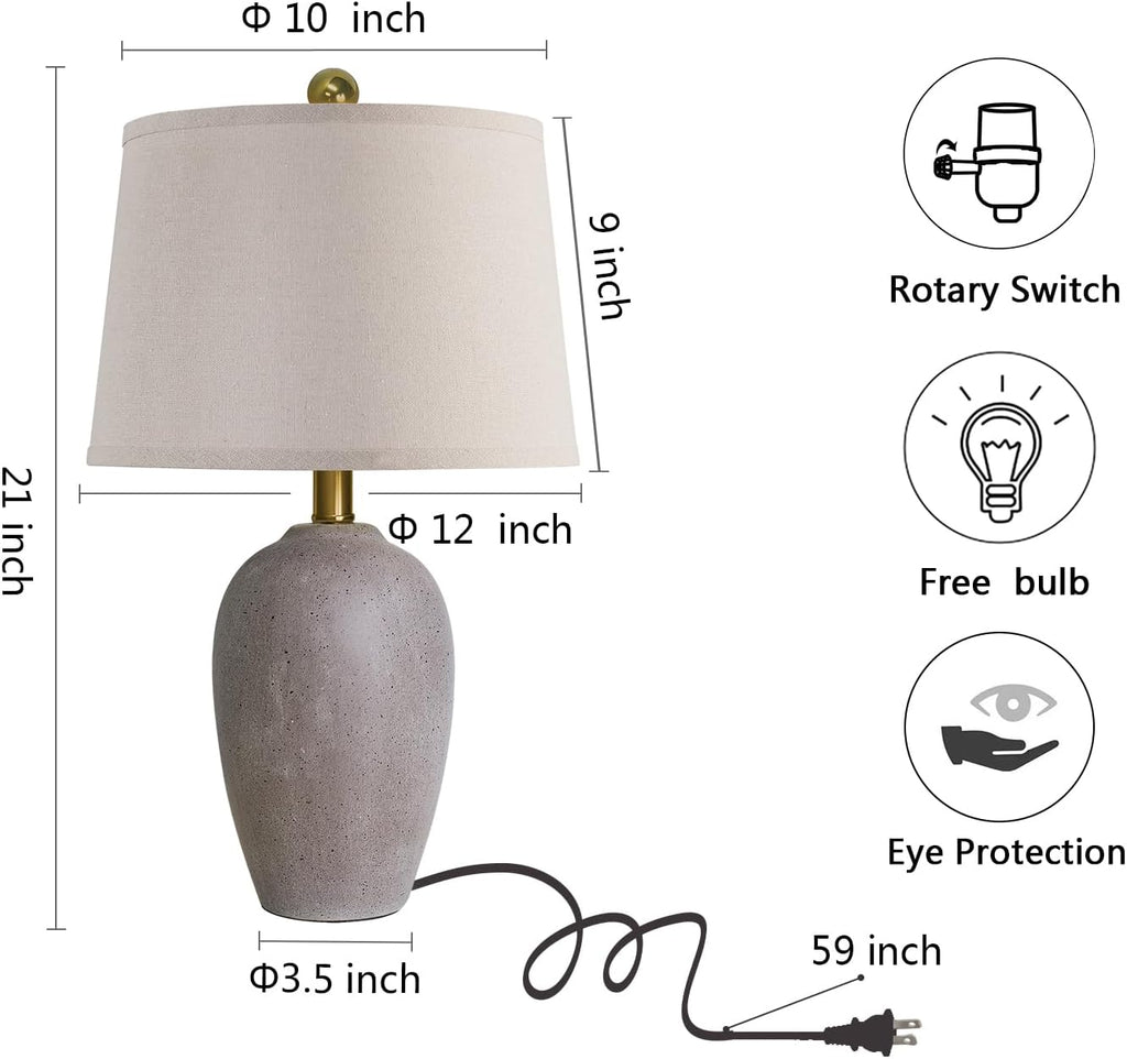 AIEAMPDO 21'' Set of 2 Farmhouse Ceramic Table Lamps for Living Room Bedroom, Nightstand Rustic Brown Desk Lamp for Bedside End Table…