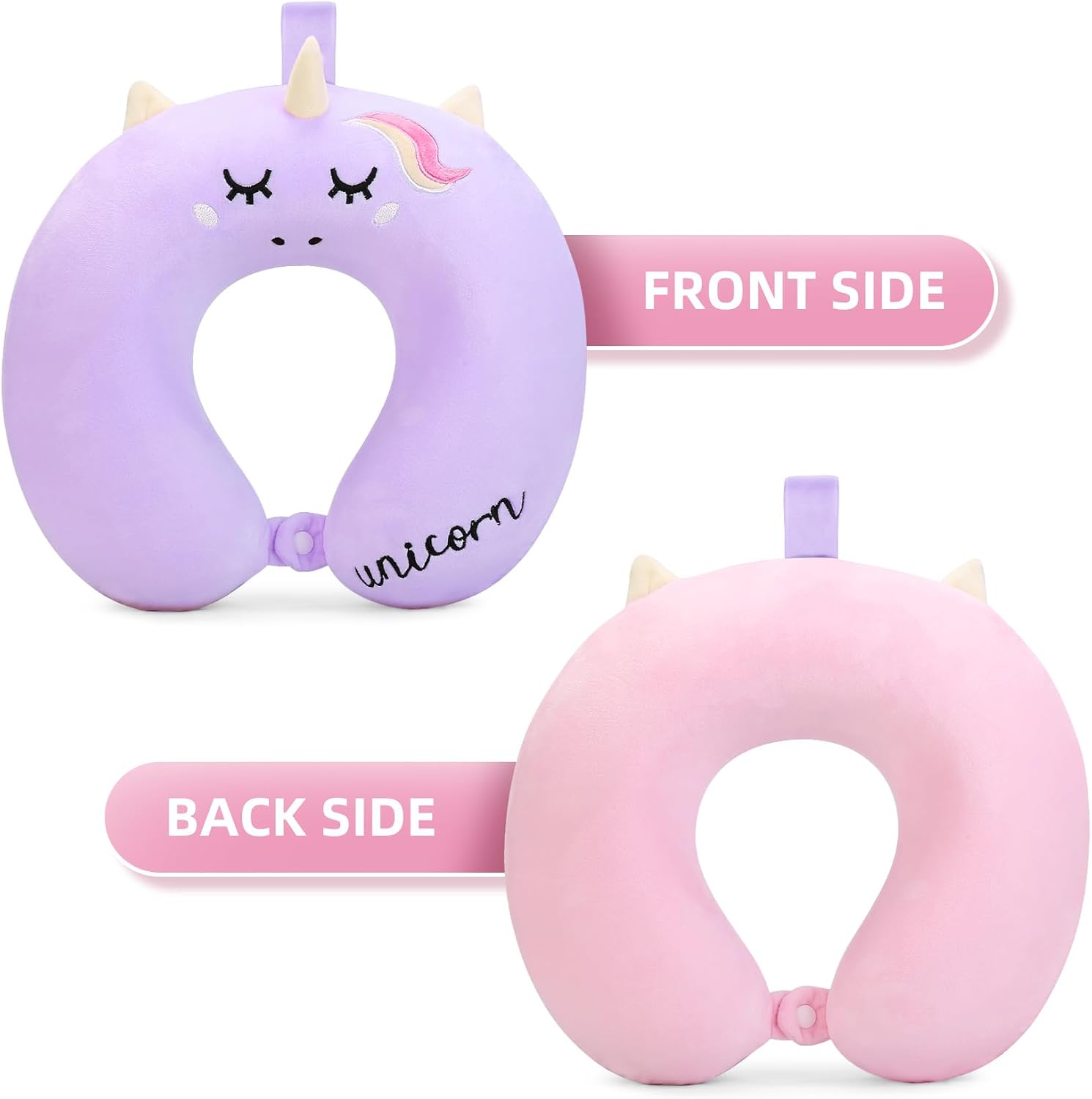 Kids Neck Pillow for Traveling, Unicorn Kids Travel Pillow with Eye Mask, Toddler Travel Essentials for Road Trip Airplane Flight Car…