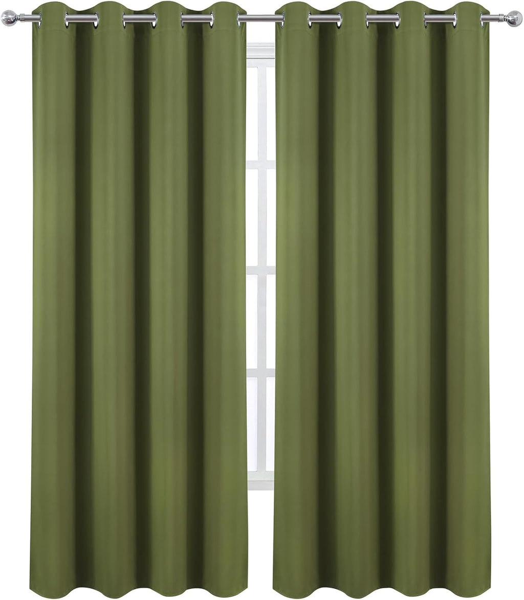 Lemomo Blackout Curtains 52 x 120 Inch Long Olive Green Curtains Set of 2 Panels Room Darkening Curtains for Bedroom and Living Room 120 In…