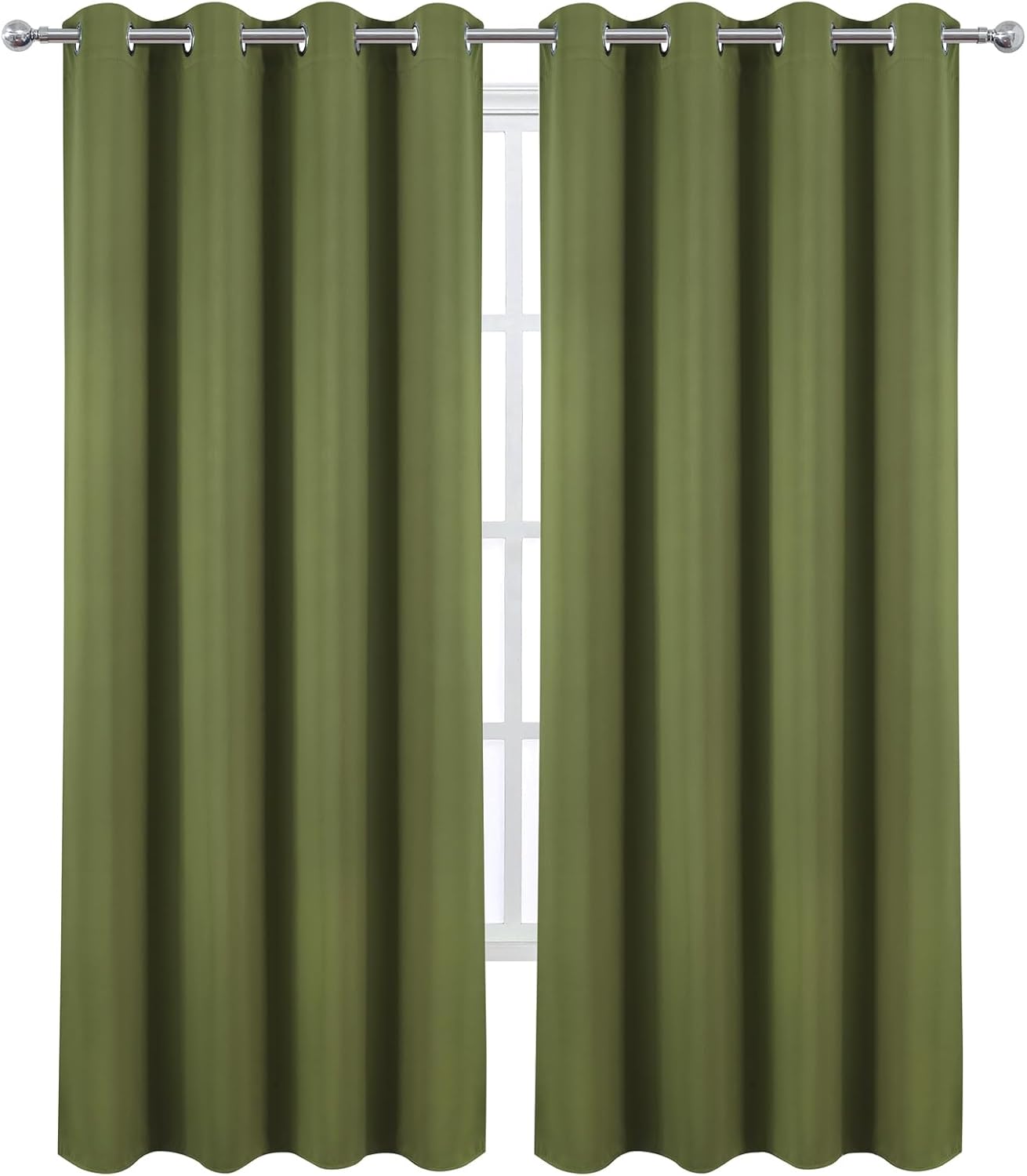 Lemomo Blackout Curtains 52 x 120 Inch Long Olive Green Curtains Set of 2 Panels Room Darkening Curtains for Bedroom and Living Room 120 In…