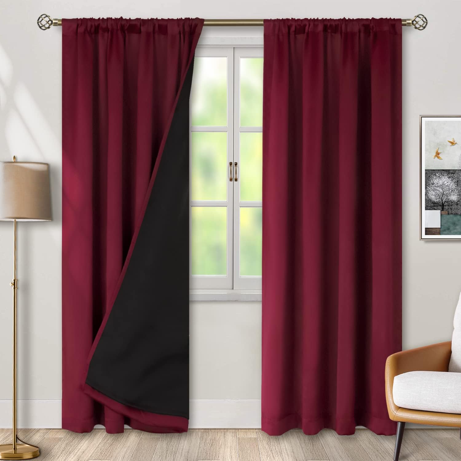 BGment Full Blackout Curtains with Heat Insulation Liner Curtains 84 Inches Long, Rod Pocket and Back Tab Double Layer Room Darkening…