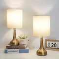 Set of 2 Bedside Touch Lamps, 16 Inch Dimmable Small Nightstand Lamp, Night Light Lamp Simple Touch Table Lamp with Brass Metal Base for…