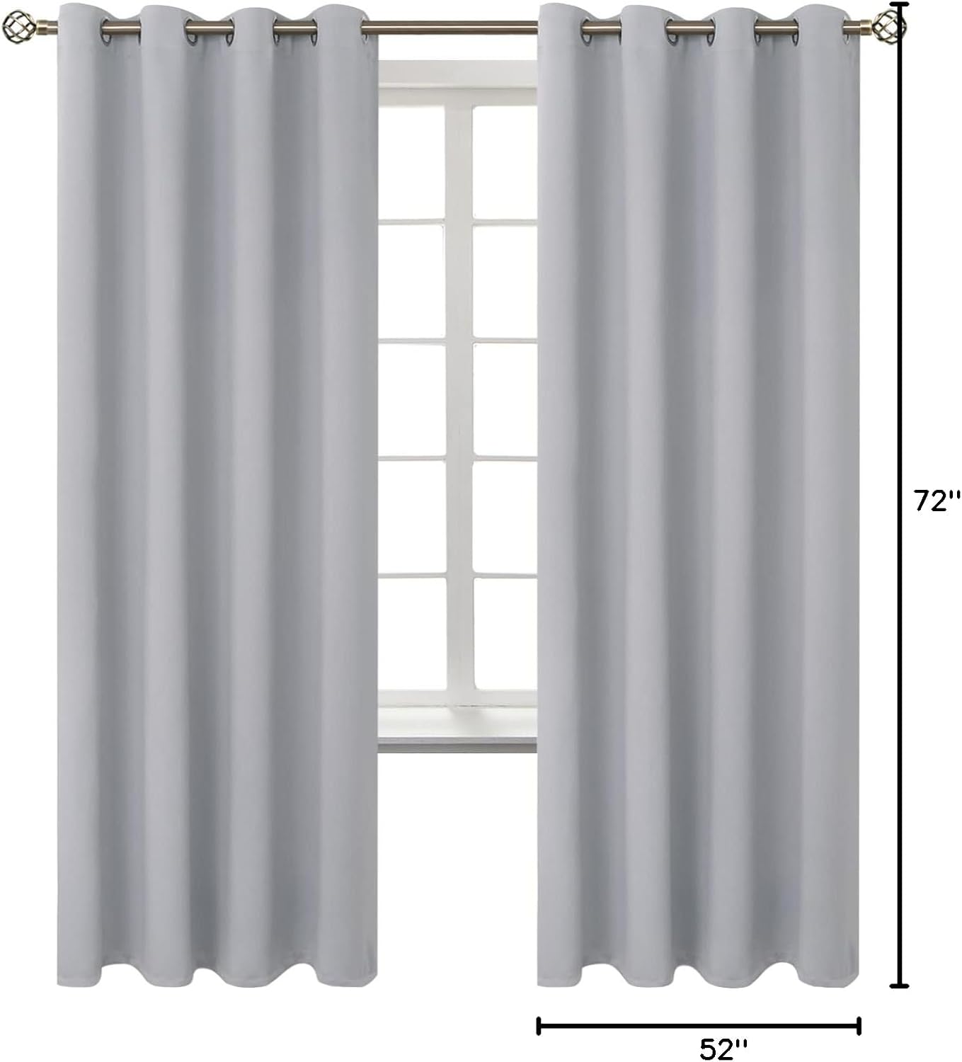 BGment Room Darkening Curtains 72 Inches Long - Grommet Thermal Insulated Drapes Window Treatment Curtains for Bedroom, 2 Panels, 52 x 72 I…