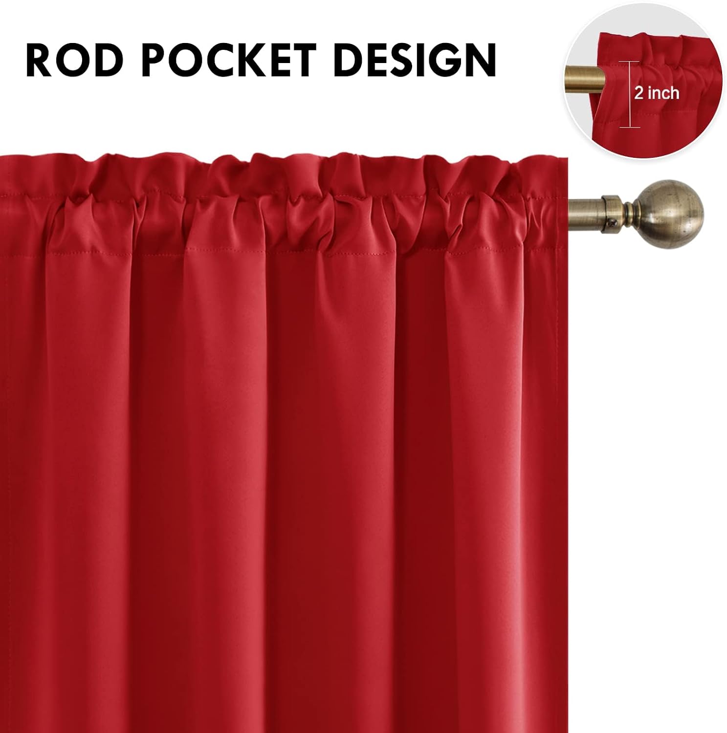 DWCN Blackout Curtains for Living Room Thermal Insulated, Energy Saving & Noise Reducing Bedroom Curtains, Red, W 70x L 84 Inch, Set of 2…