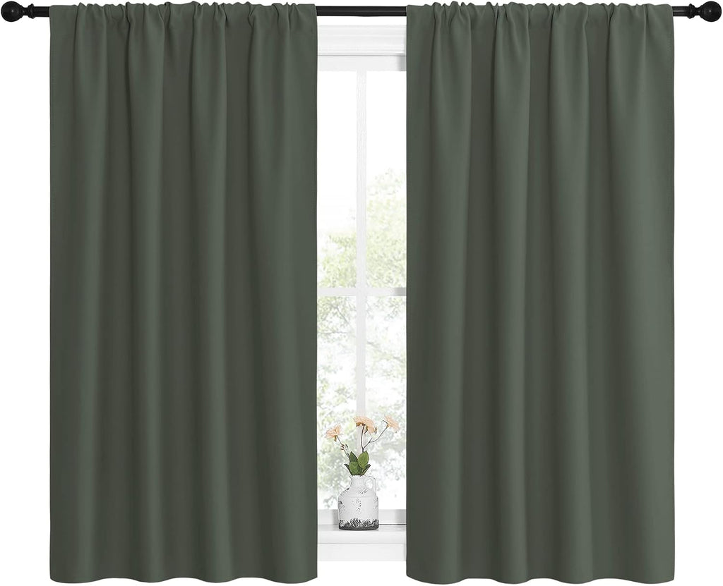NICETOWN Bedroom Curtains Blackout Draperies - All Season Thermal Insulated Solid Rod Pocket Top Blackout Curtains/Drapes for Kid's Room…