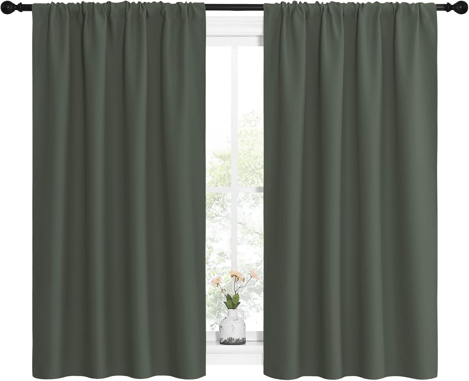 NICETOWN Bedroom Curtains Blackout Draperies - All Season Thermal Insulated Solid Rod Pocket Top Blackout Curtains/Drapes for Kid's Room…