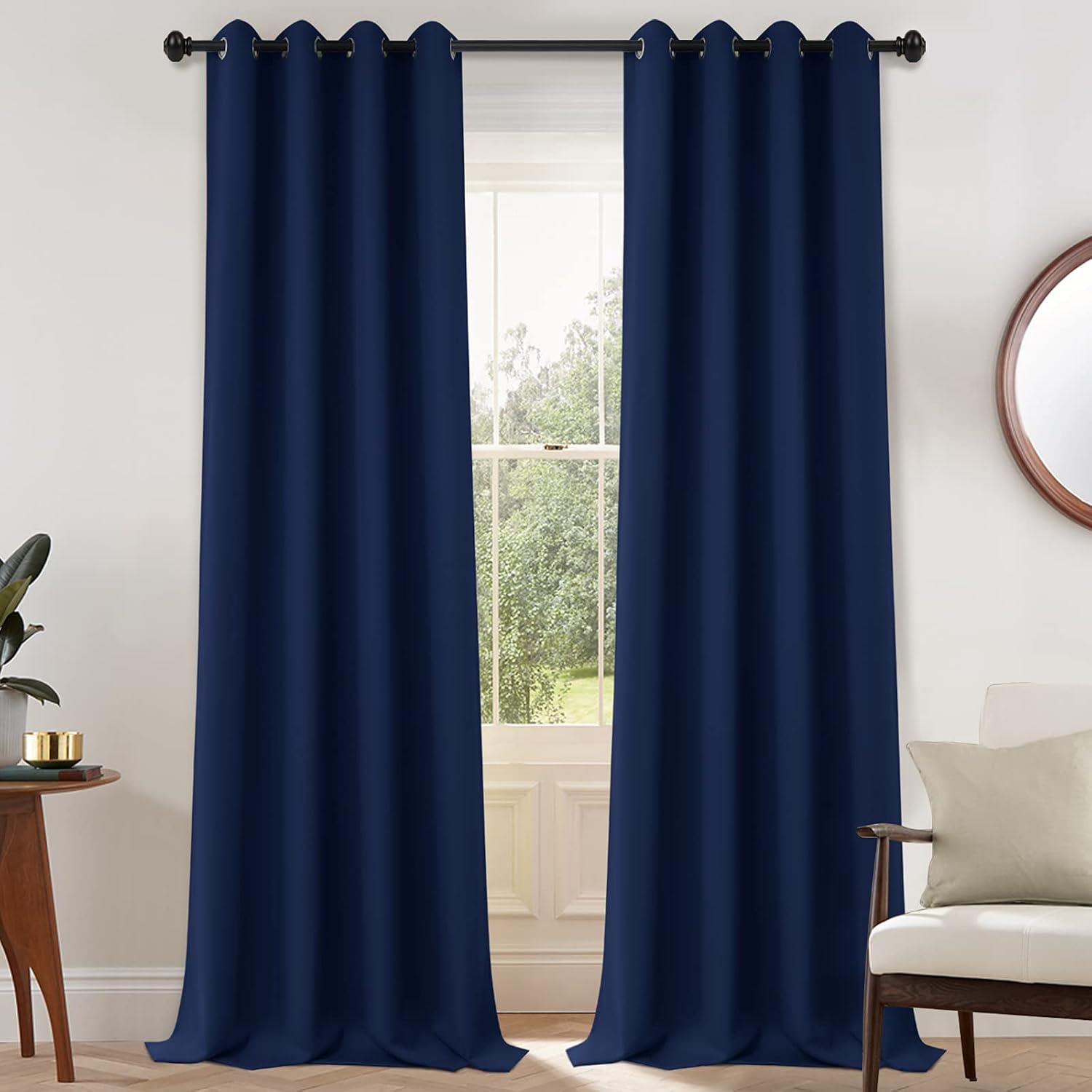 Yakamok Light Blocking Window Blackout Curtains Thermal Insulated Room Darkening Drapes for Bedroom, Solid Grommet Top Window Panels…