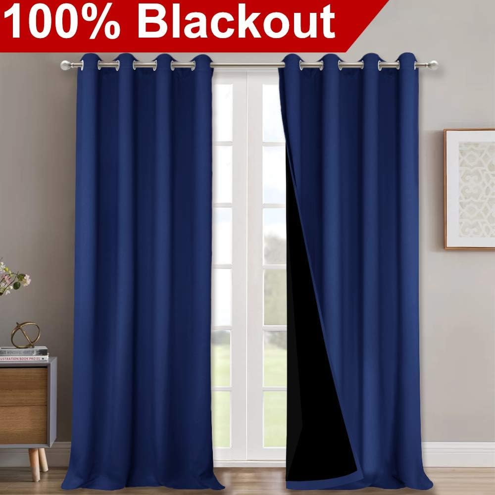 Nicetown 100% Blackout Blinds, Laundry Room Decor Window Treatment Curtains, Thermal Insulated Energy Smart Drapes and Draperies for Villa,…