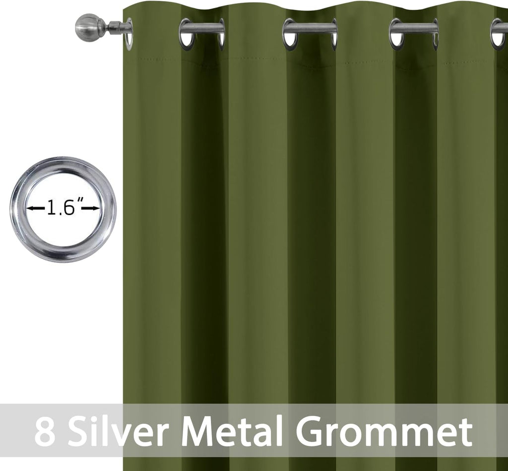 Yakamok Olive Green Curtains 84 Inches Length Blackout Curtain for Bedroom-Green Room Darkening Thermal Insulated Grommet Drapes for…