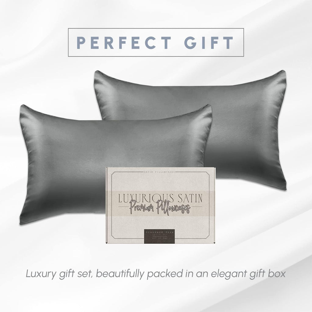 Elegantcomfort Elegant Comfort 2-Pack Cooling Viscose Satin Pillowcase Set with Hidden Zipper Closure, Silky Smooth for Hair and fabric…