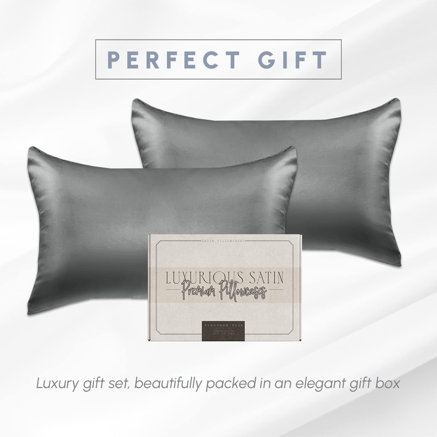 Elegantcomfort Elegant Comfort 2-Pack Cooling Viscose Satin Pillowcase Set with Hidden Zipper Closure, Silky Smooth for Hair and fabric…