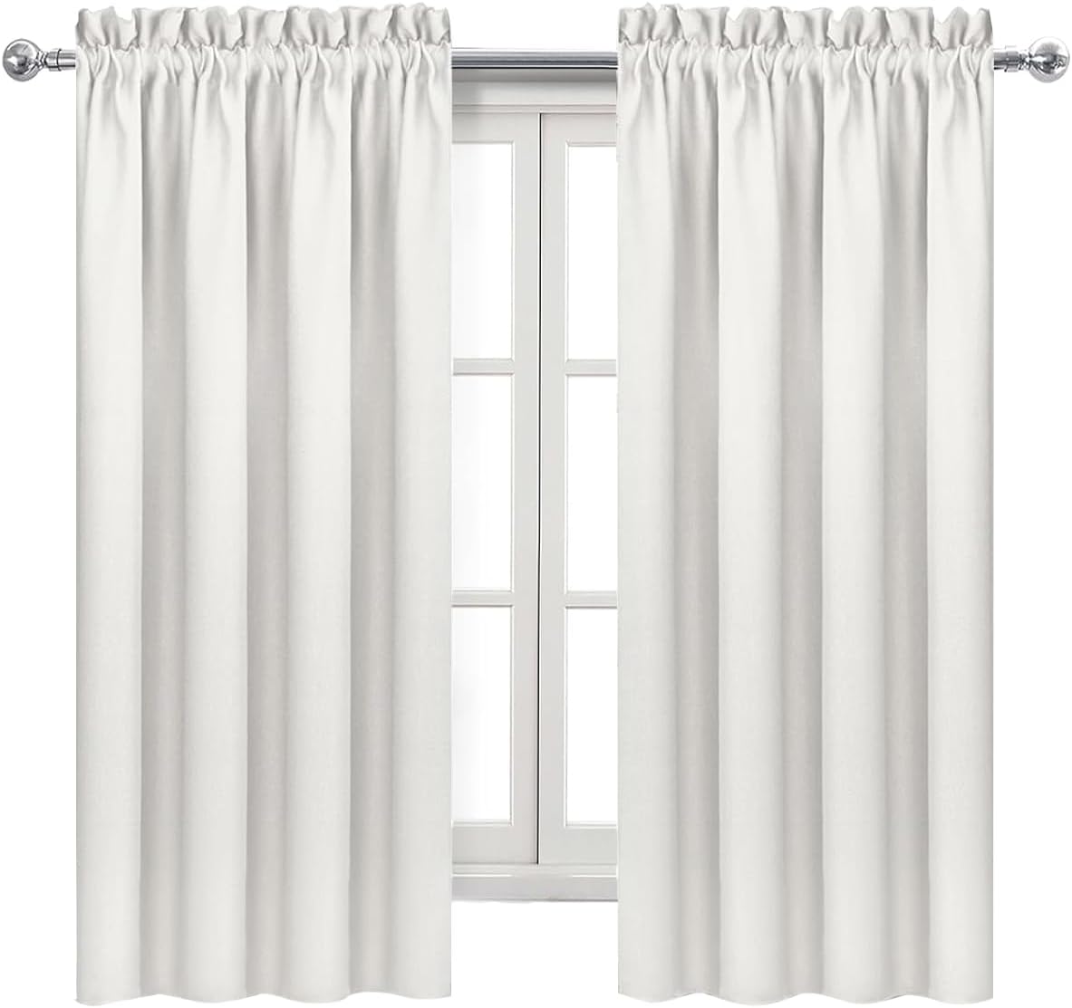 DWCN Blackout Curtains Thermal Insulated, Energy Saving & Noise Reducing Bedroom and Living Room Curtains, Ivory, W 38x L 63 Inch, Set of…