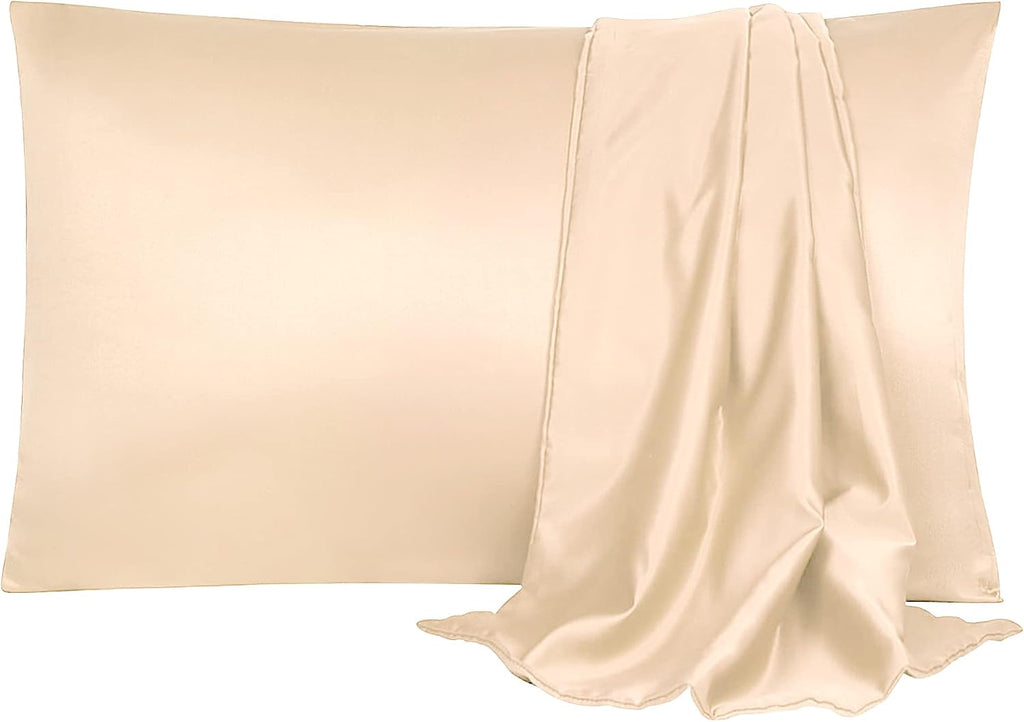 uxcell 2 Pack Silk Satin Pillowcase for Hair and Skin, Cool, Silky, Soft Breathable Pillow Cases King Size 20x36 Inch Sateen Pillowcase Lig…