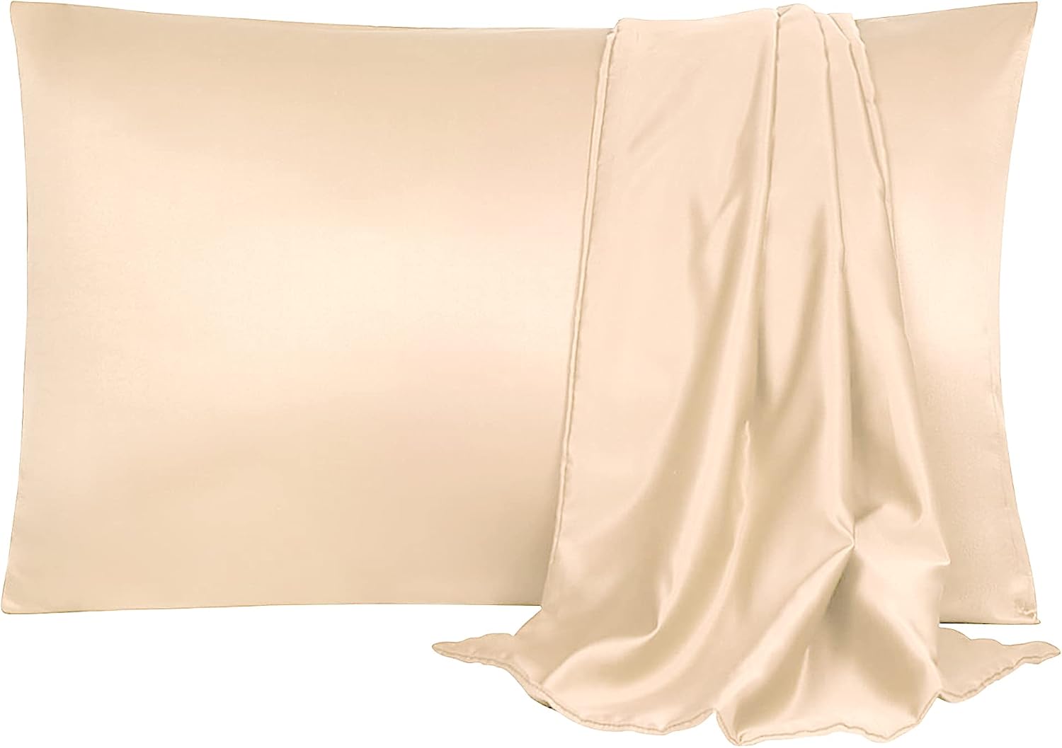 uxcell 2 Pack Silk Satin Pillowcase for Hair and Skin, Cool, Silky, Soft Breathable Pillow Cases King Size 20x36 Inch Sateen Pillowcase Lig…