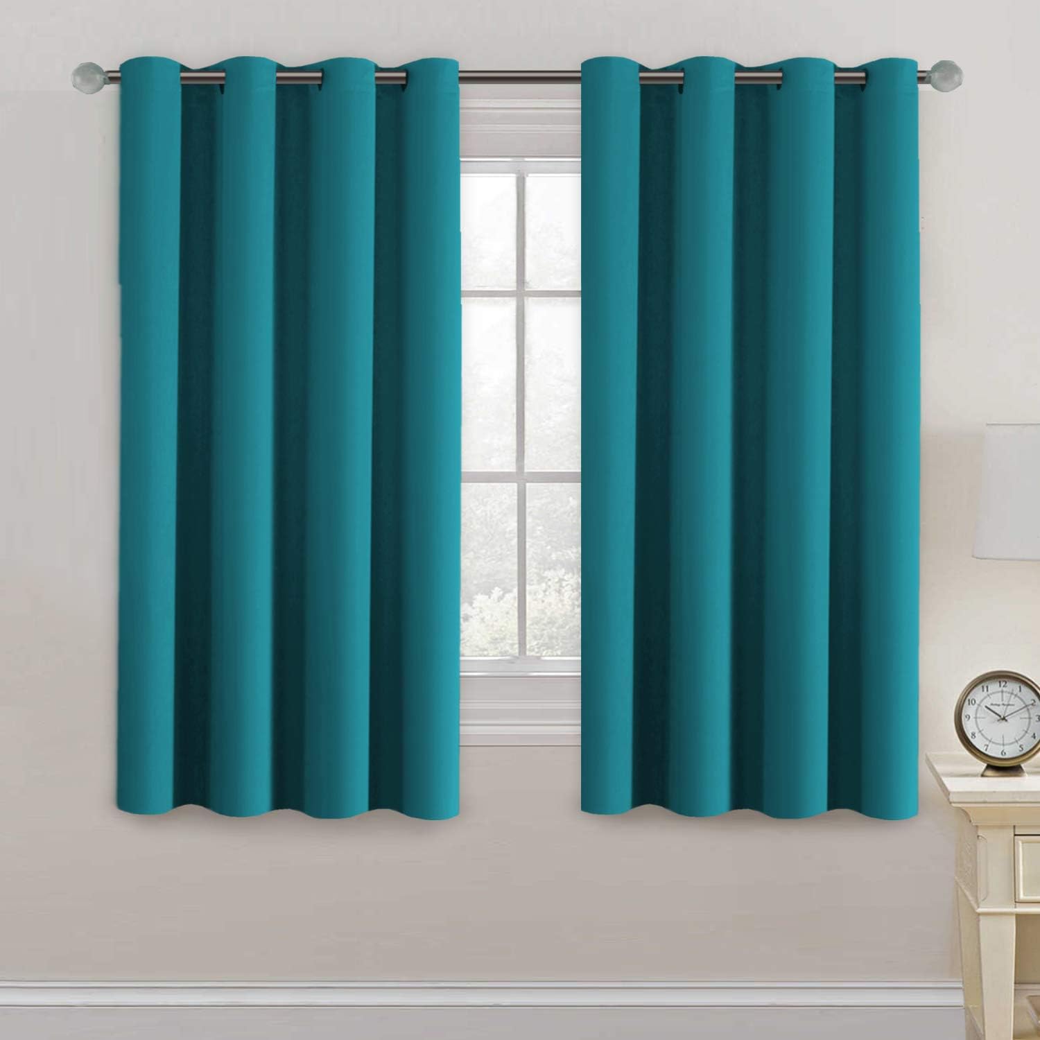 H.VERSAILTEX Blackout Curtains Drapes 63 Inch Length for Bedroom/Living Room, Thermal Insulated Small Curtain for Bedroom, Grom…