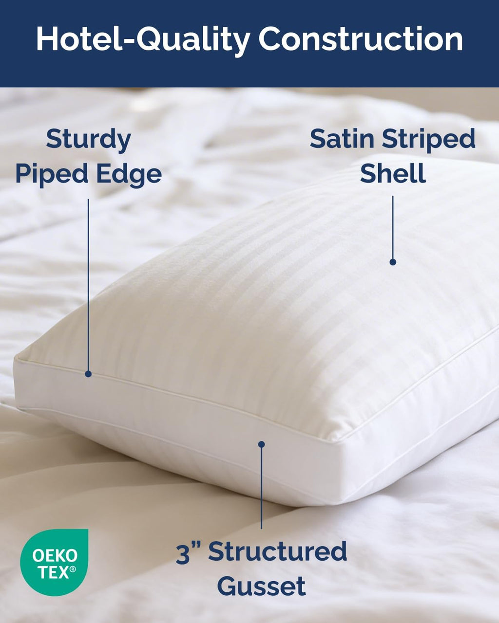 CGKUnlimited Bed Pillows for Sleeping Queen Size Set of 2 - Super Soft & Fluffy w/ Down Alternative Filling - Hotel Luxury Quality, Gussete…