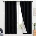 Yakamok 100% Blackout Curtains Black Room Darkening Thermal Insulated Window Curtain with 2 Thick Layers-Set of 2 Panels Grommet Top Drapes…
