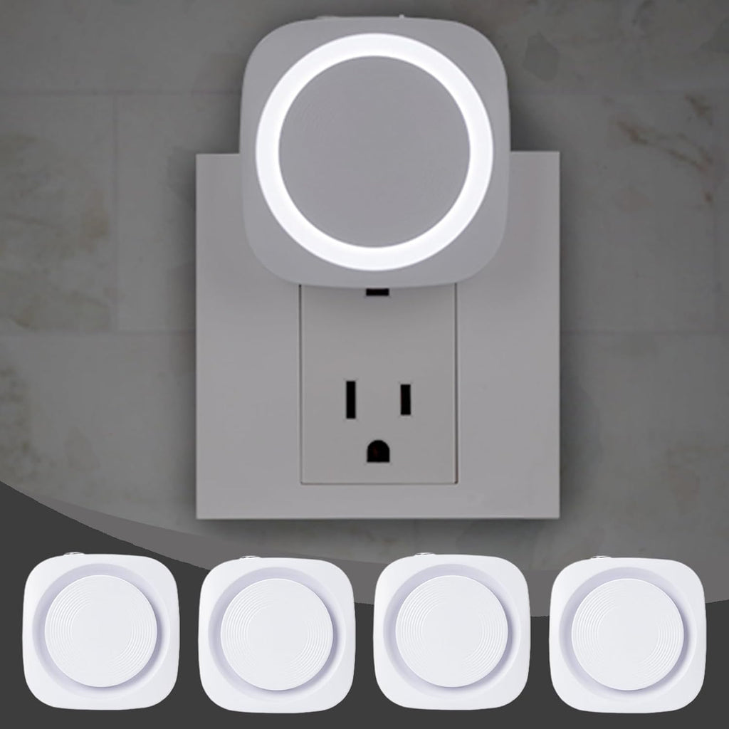 White Night Lights Plug in to Wall,4 Packs Dimmable Night Light with Auto Dusk to Dawn Sensor, Soft Glow Night Light for Bathroom…