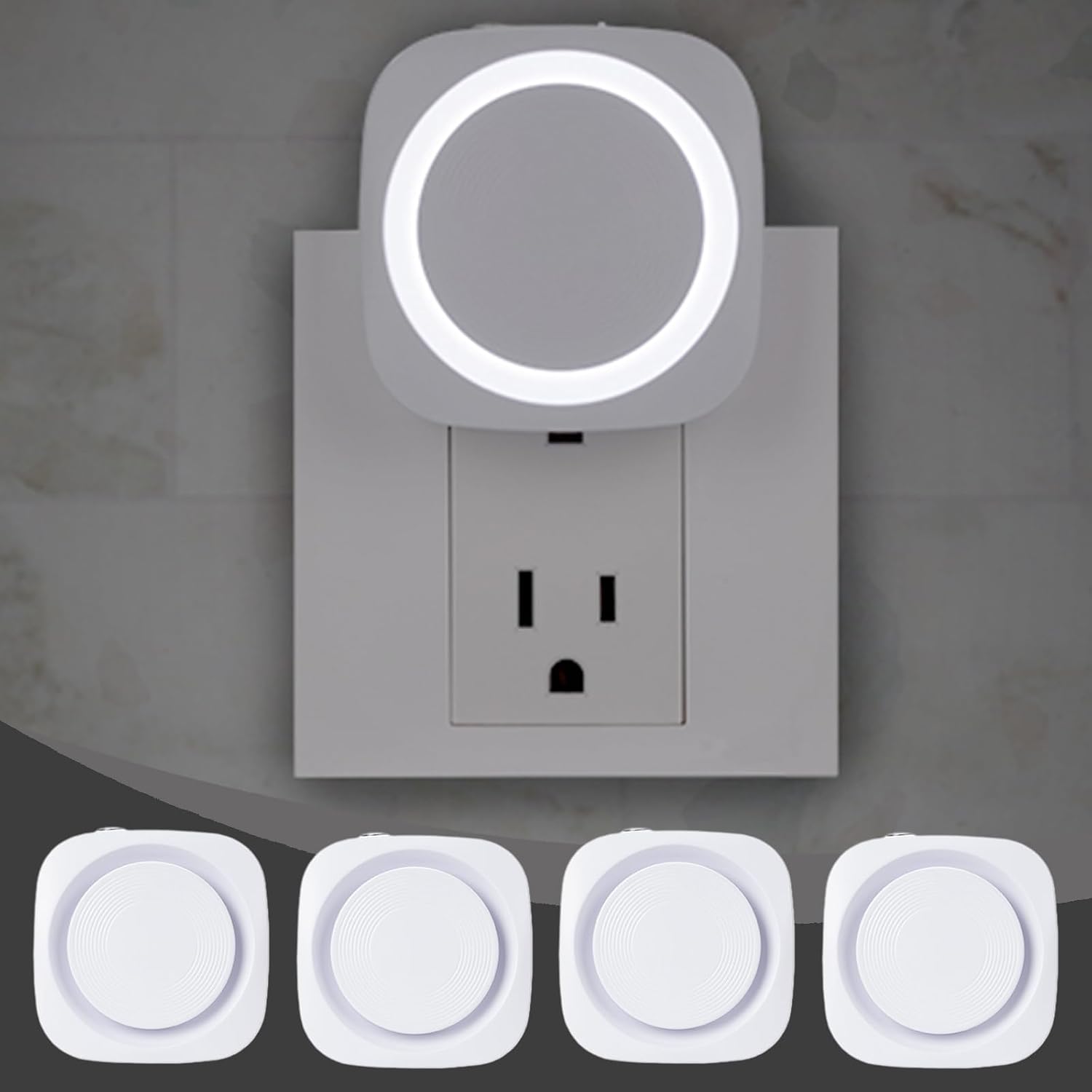 White Night Lights Plug in to Wall,4 Packs Dimmable Night Light with Auto Dusk to Dawn Sensor, Soft Glow Night Light for Bathroom…
