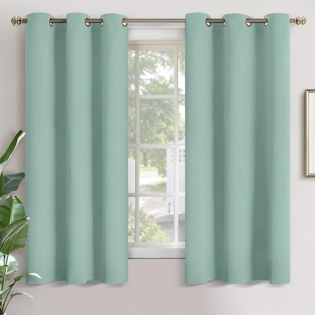 YoungsTex Light Green Blackout Curtains 63 Inch Length for Bedroom - Thermal Insulated with Grommet Room Darkening Window Drapes for Living…