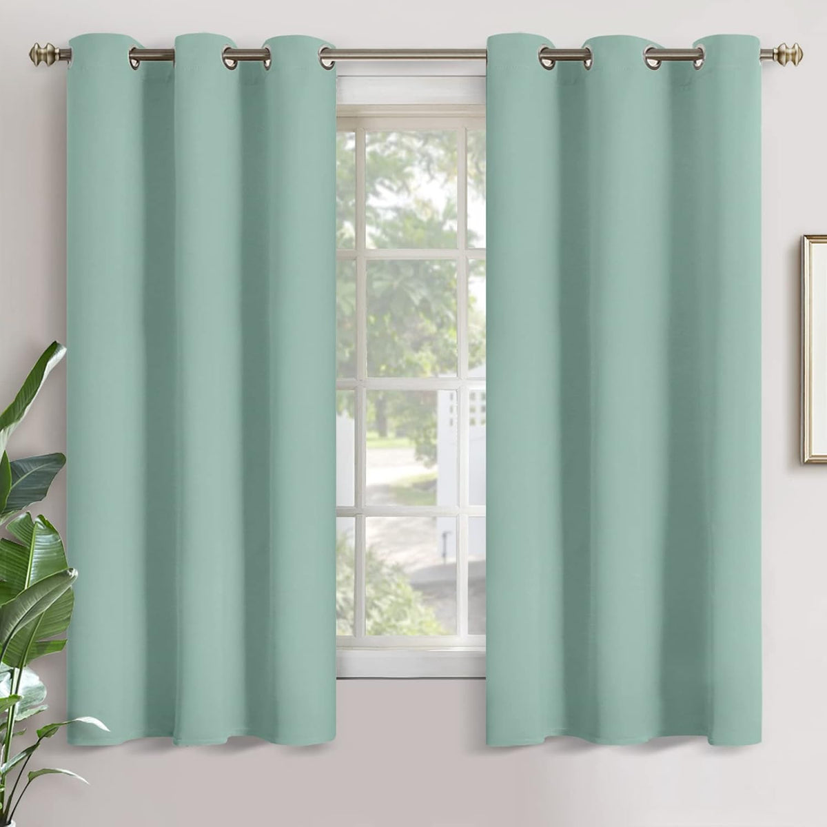 YoungsTex Light Green Blackout Curtains 68 Inch Length for Bedroom - Thermal Insulated Window Drapes with Grommet Room Darkening Privacy Sp…